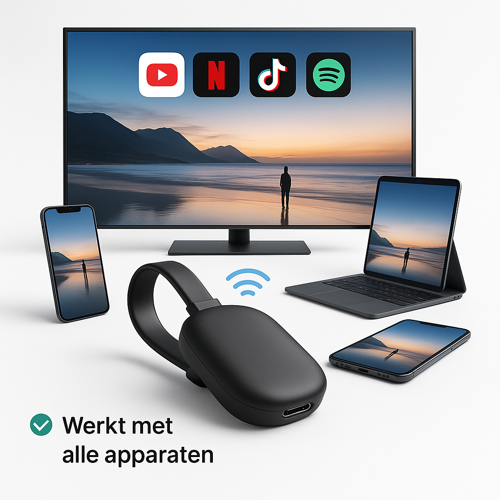 StreamCast™ – Draadloze HDMI-adapter voor telefoon, tablet & laptop