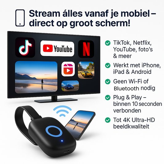 StreamCast™ – Draadloze HDMI-adapter voor telefoon, tablet & laptop