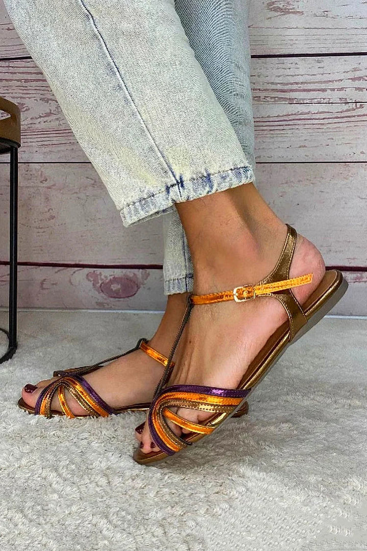 Viviana Mediterranean colour-block sandals detail