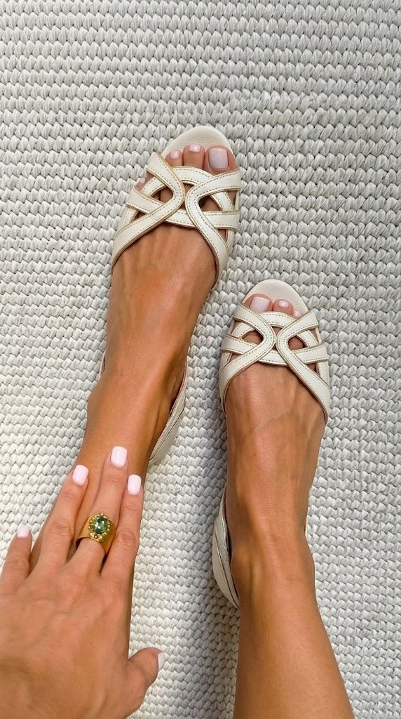 Clemence cream woven flat sandals
