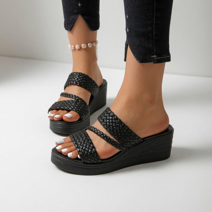 Aveline | Woven Wedge Mules