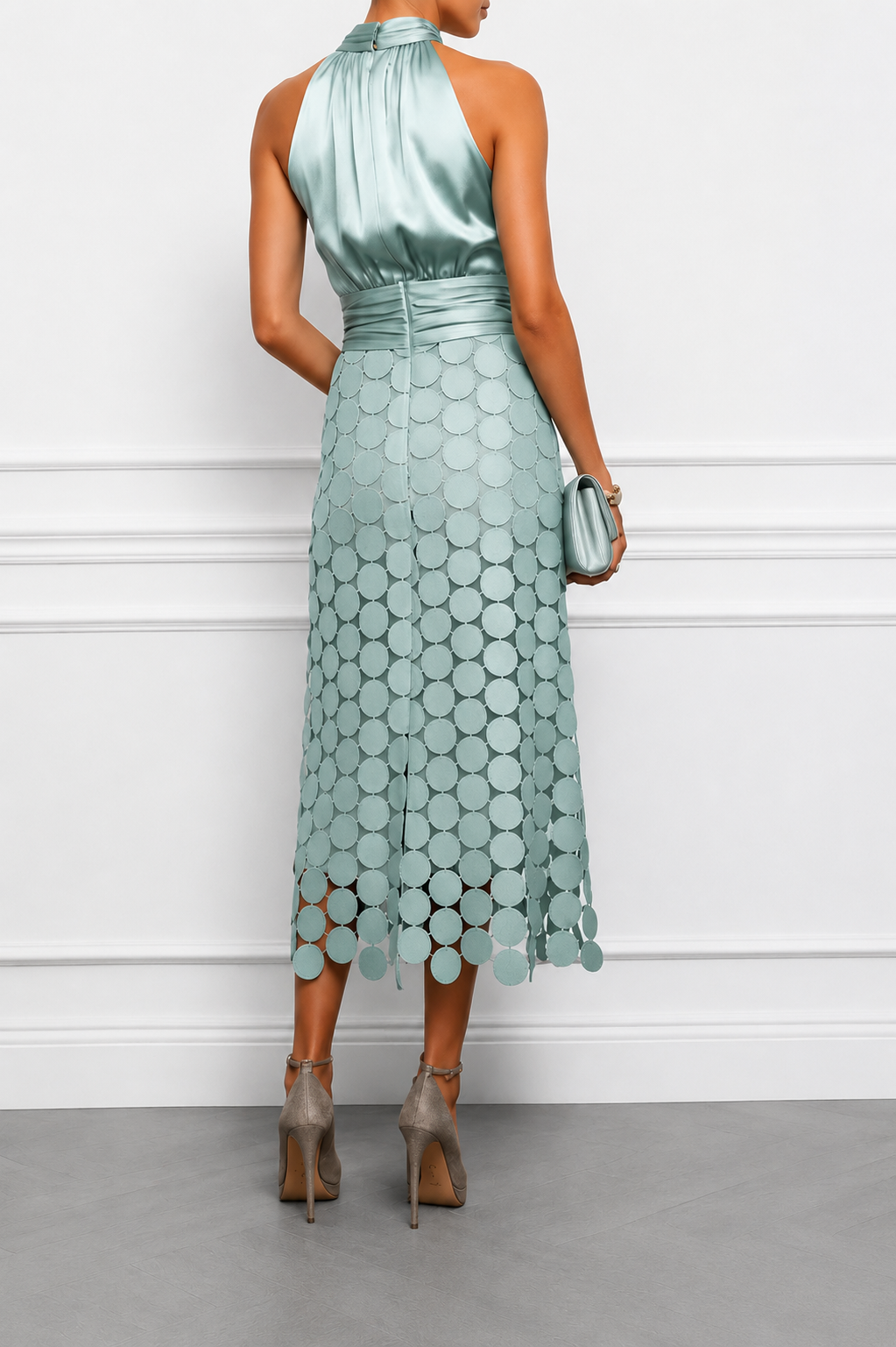 Cordelia halter midi dress back detail