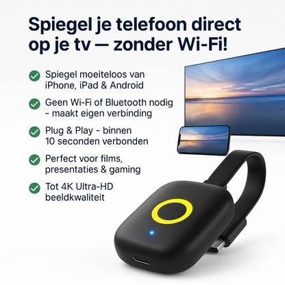 StreamCast™ – Draadloze HDMI-adapter voor telefoon, tablet & laptop