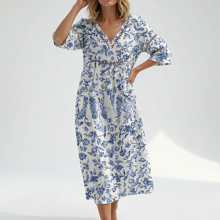 Blue & White Leaf Print