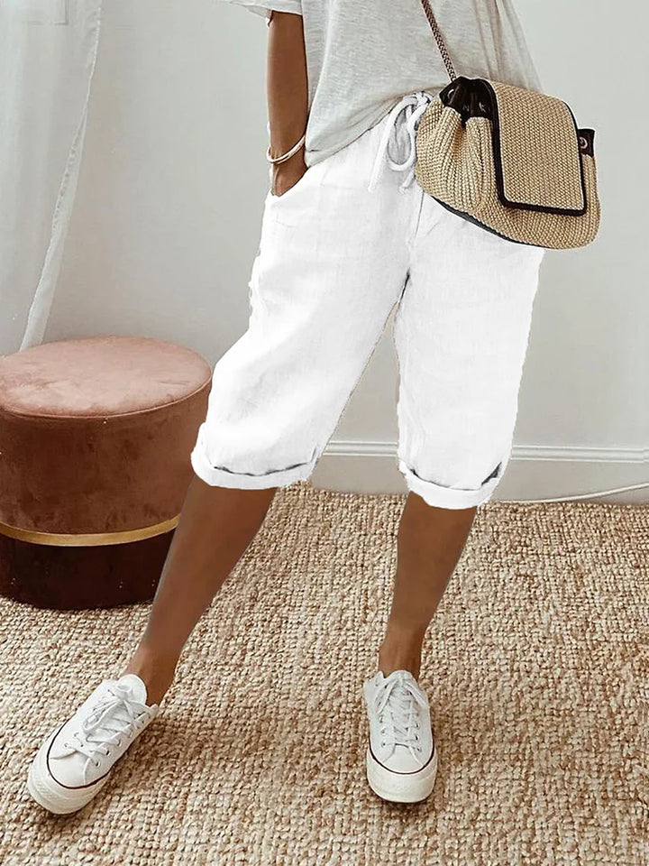 Ellaire | Cotton Linen Capri Trousers