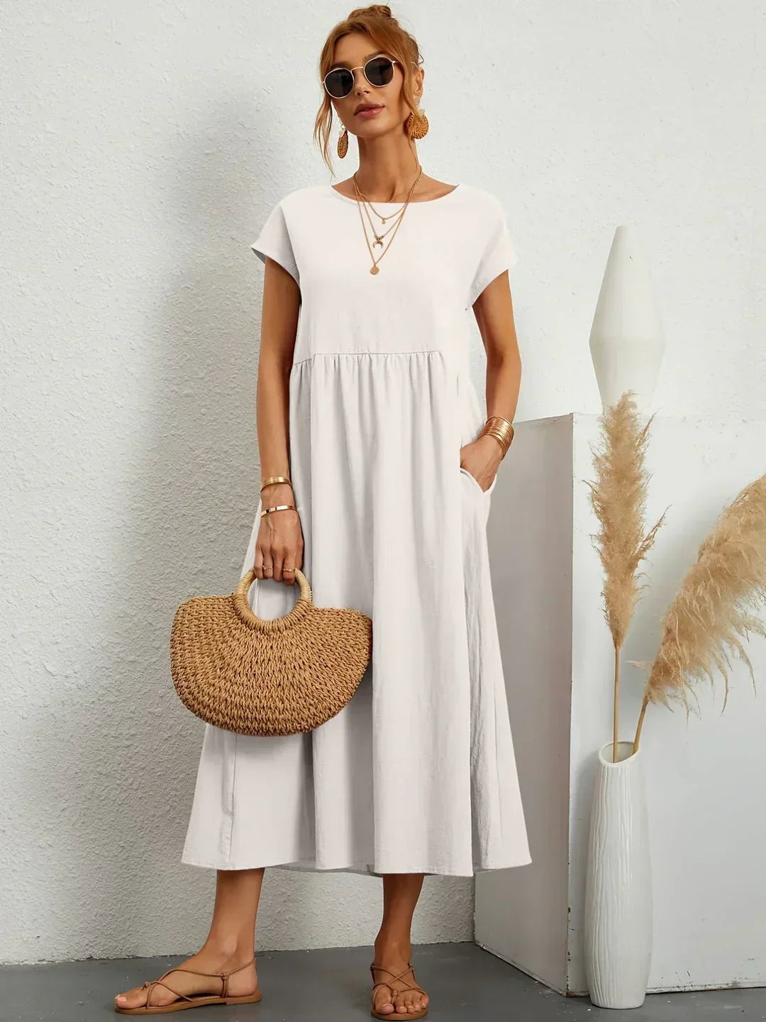 Gabriela™ | Flowing Midi Dress with Timeless Elegance