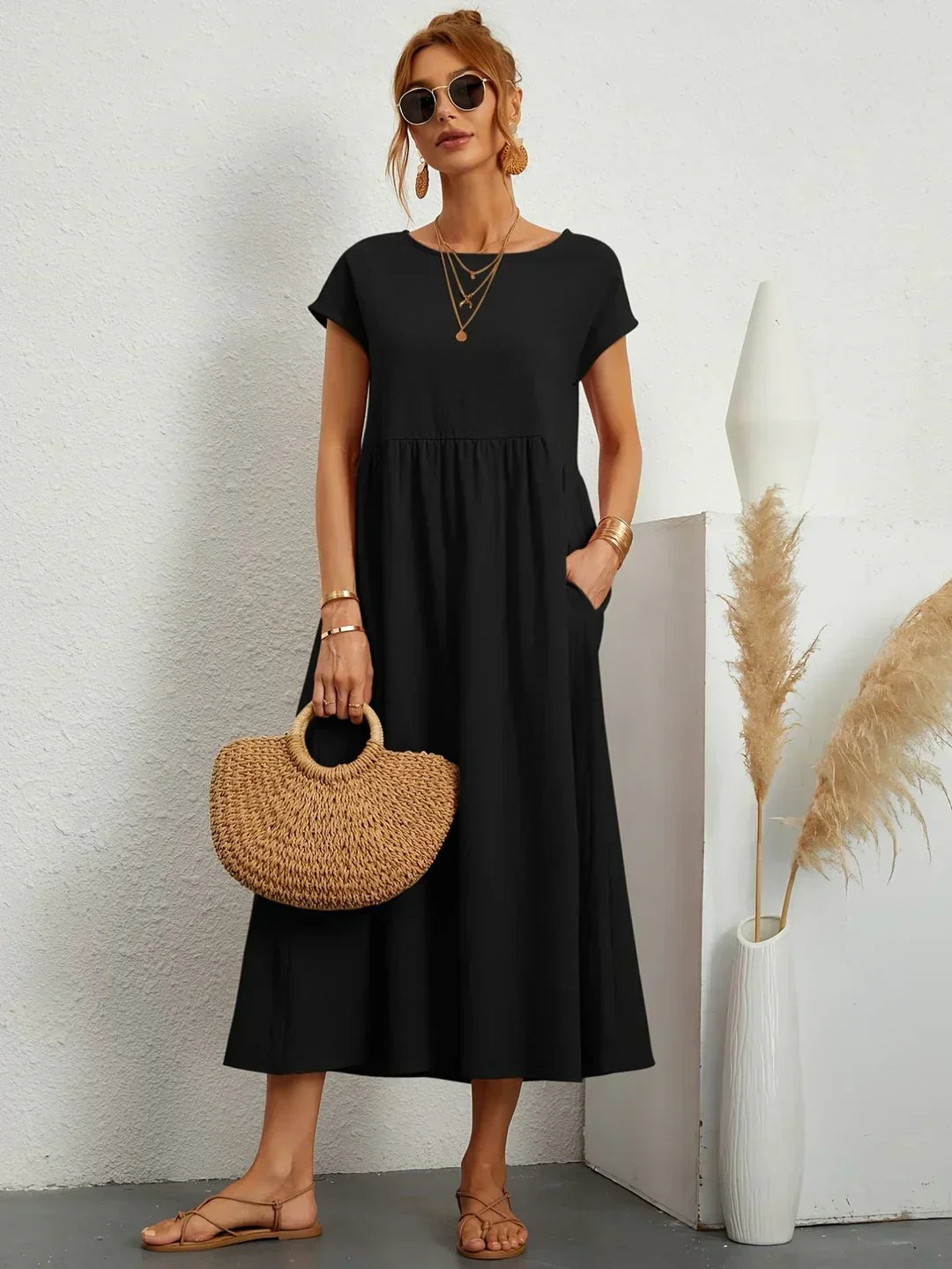 Gabriela™ | Flowing Midi Dress with Timeless Elegance