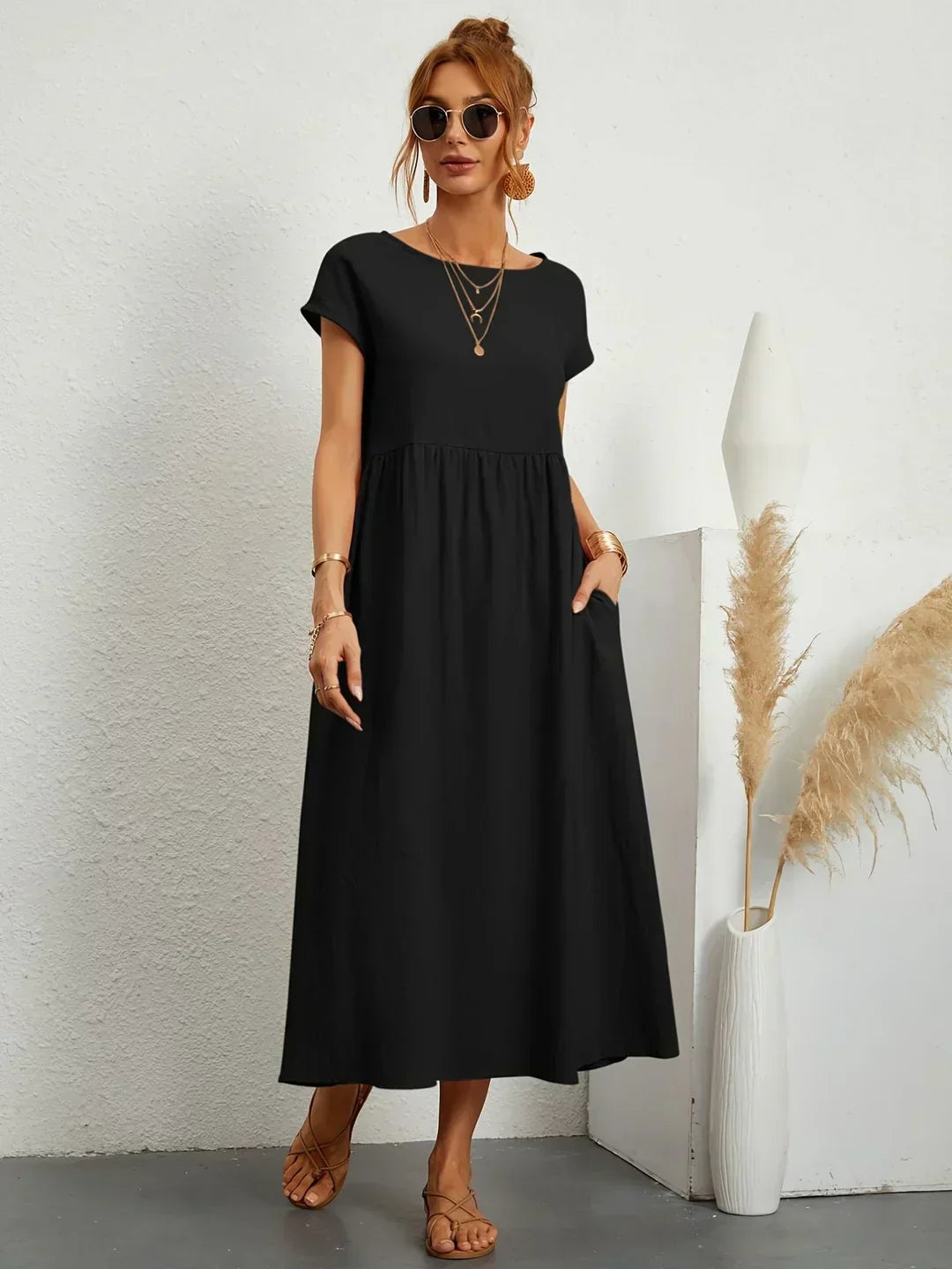 Gabriela™ | Flowing Midi Dress with Timeless Elegance