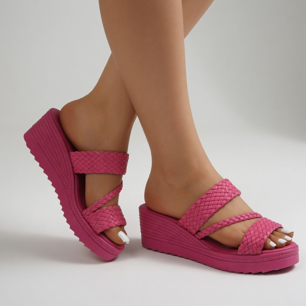 Aveline | Woven Wedge Mules