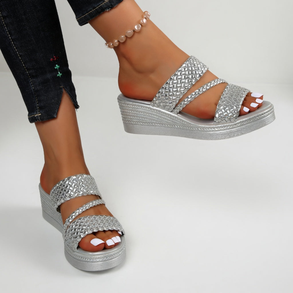 Aveline | Woven Wedge Mules