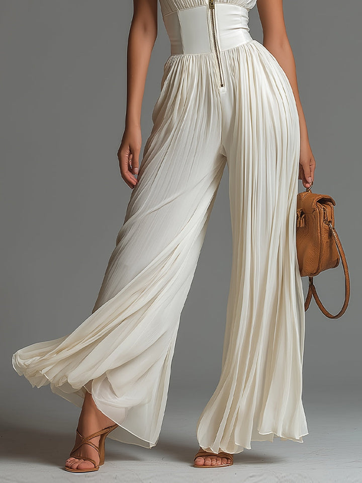Renata | White Sleeveless Wide-Leg Jumpsuit