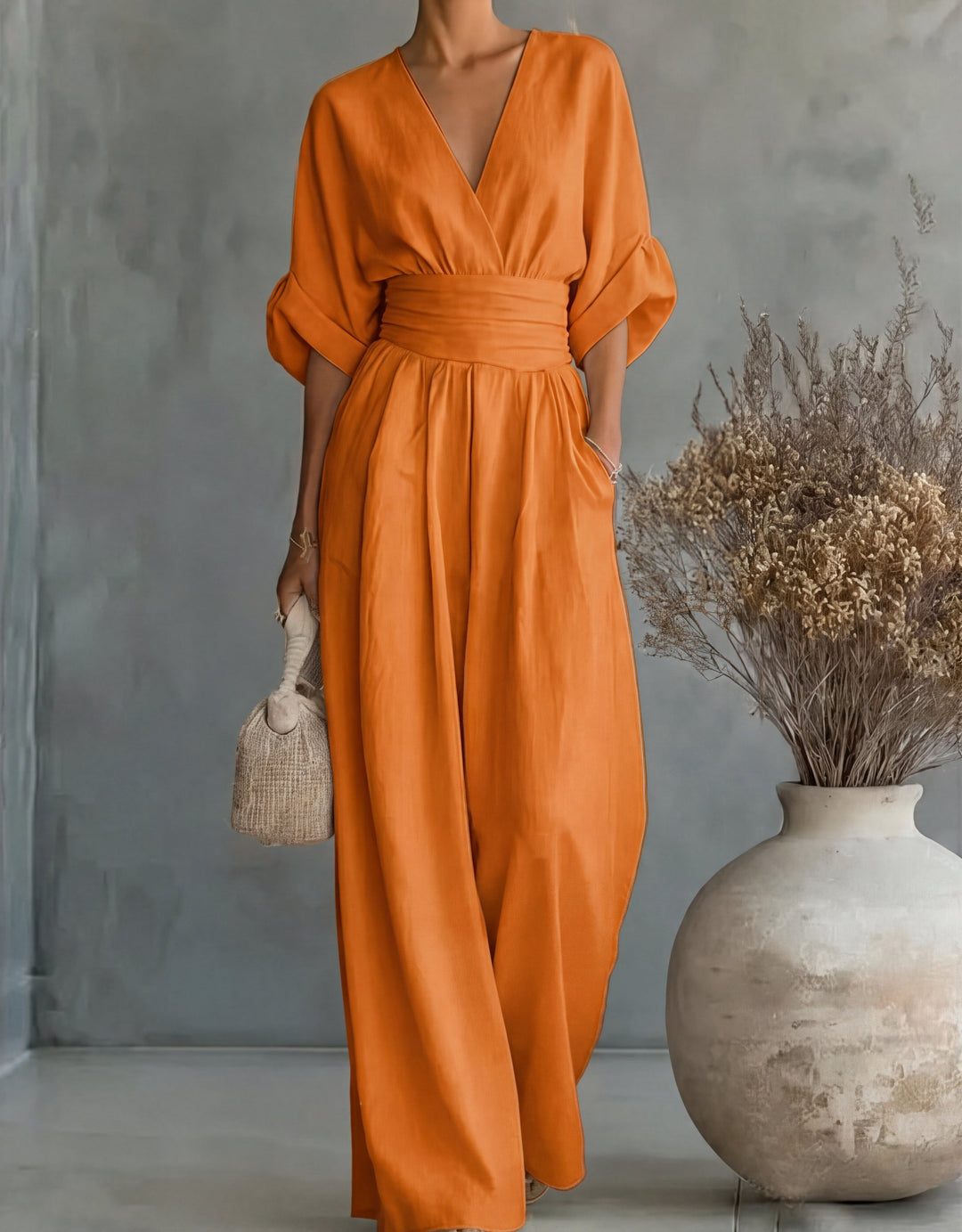 Daniela | Elegant Wide-Leg V-Neck Jumpsuit