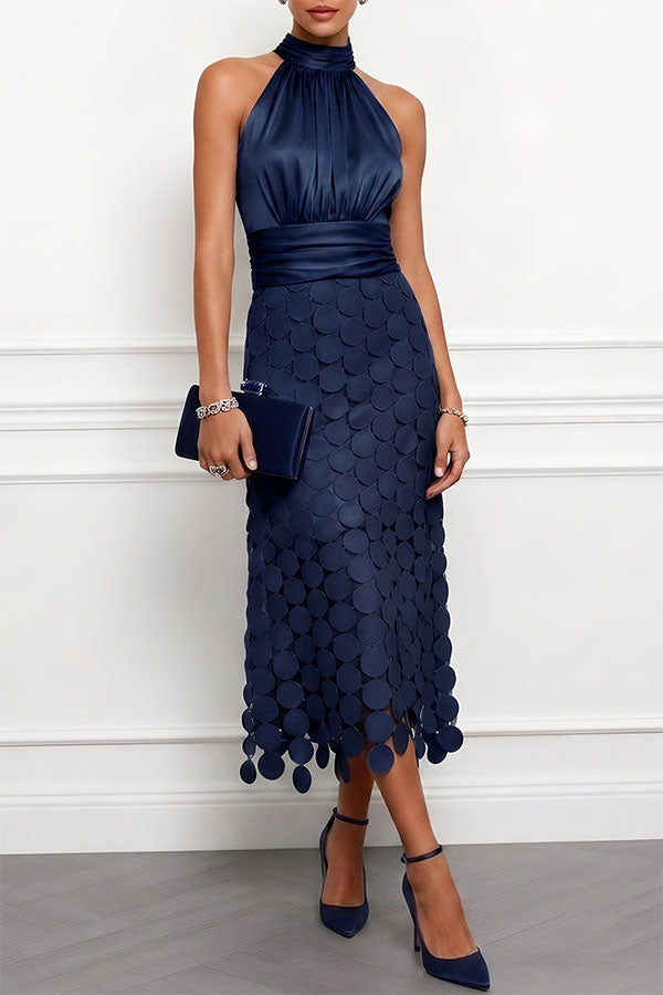 Cordelia halter midi dress in navy