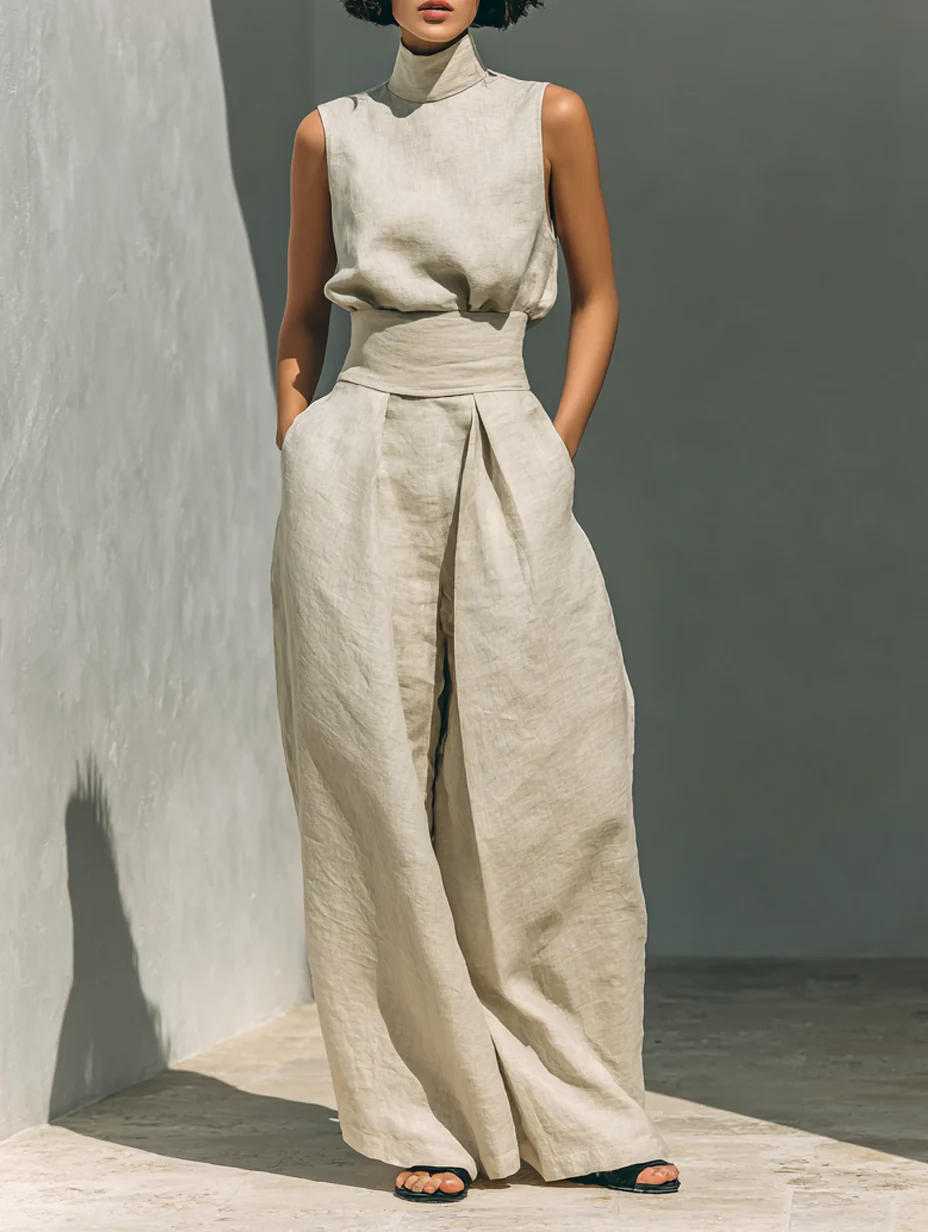 Georgiana | Sleeveless Blouse & Wide-Leg Pants Set
