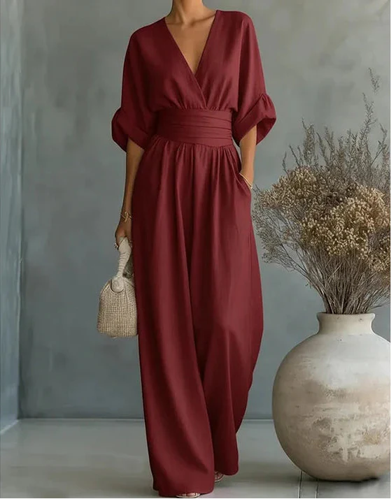 Daniela | Elegant Wide-Leg V-Neck Jumpsuit